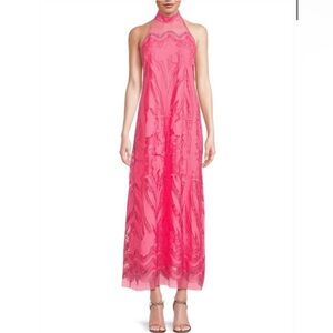 Ungaro Camila Mesh Lace Halter Maxi Dress